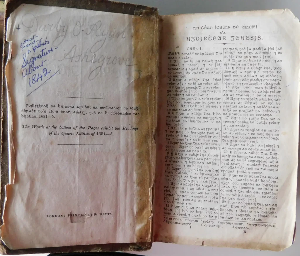 Darby Ryan; Darby Ryan's Bible with his signature on it. Pic by Martin Quinn