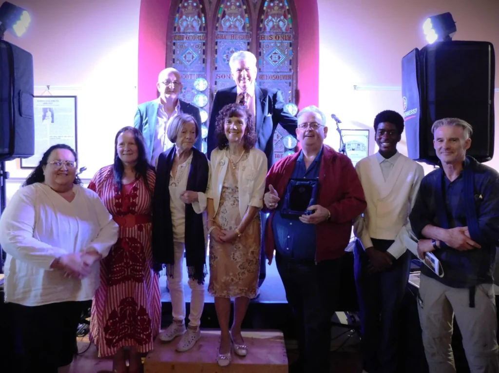 Contestants in the Darby Ryan Poetry Contest with Winner Michael Morrissey (third from right), and School Winner Willard Vintem (second from right)